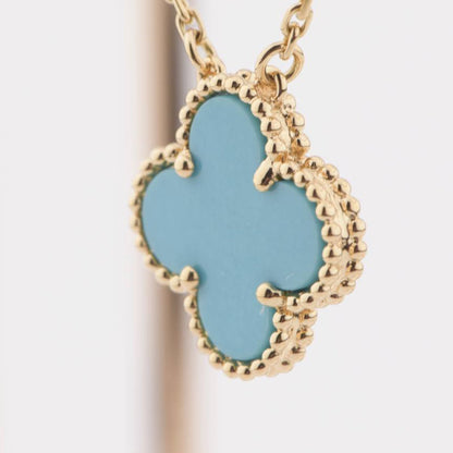 [BLUE TEARS]CLOVER 15MM VINTAGE TURQUOISE NECKLACE