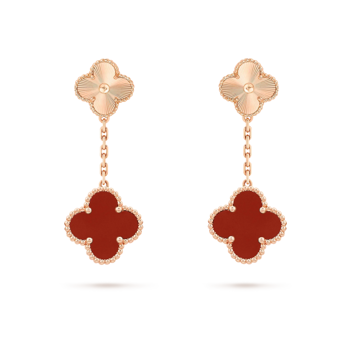 [BLUE TEARS]CLOVER 2 MOTIF  LASER CARNELIAN EARRINGS