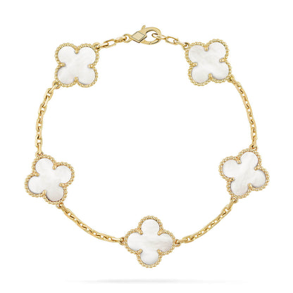 [BLUE TEARS]CLOVER WHITE PEARL MOP 5 MOTIF BRACELET COLLECTION