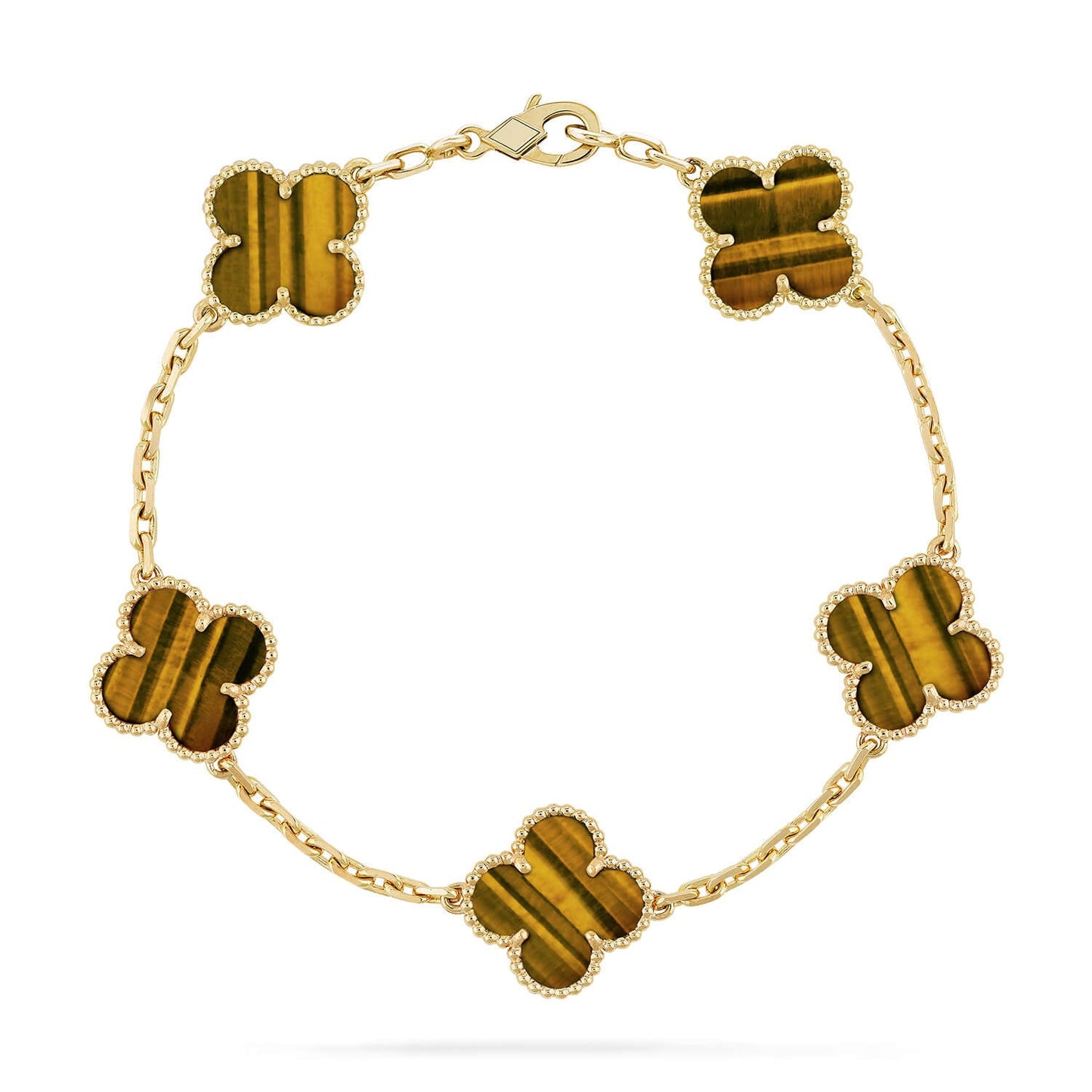 [BLUE TEARS] CLOVER 5 MOTIFS TIGER EYE BRACELET COLLECTION