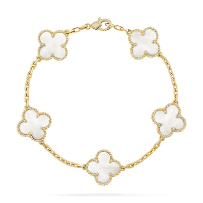 [BLUE TEARS]CLOVER  5 MOTIF WHITE MOP BRACELET