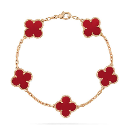 [BLUE TEARS]CLOVER 5 MOTIFS RED AGATE  BRACELET