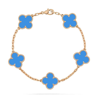 [BLUE TEARS]CLOVER 5 MOTIFS BLUE AGATE BRACELET