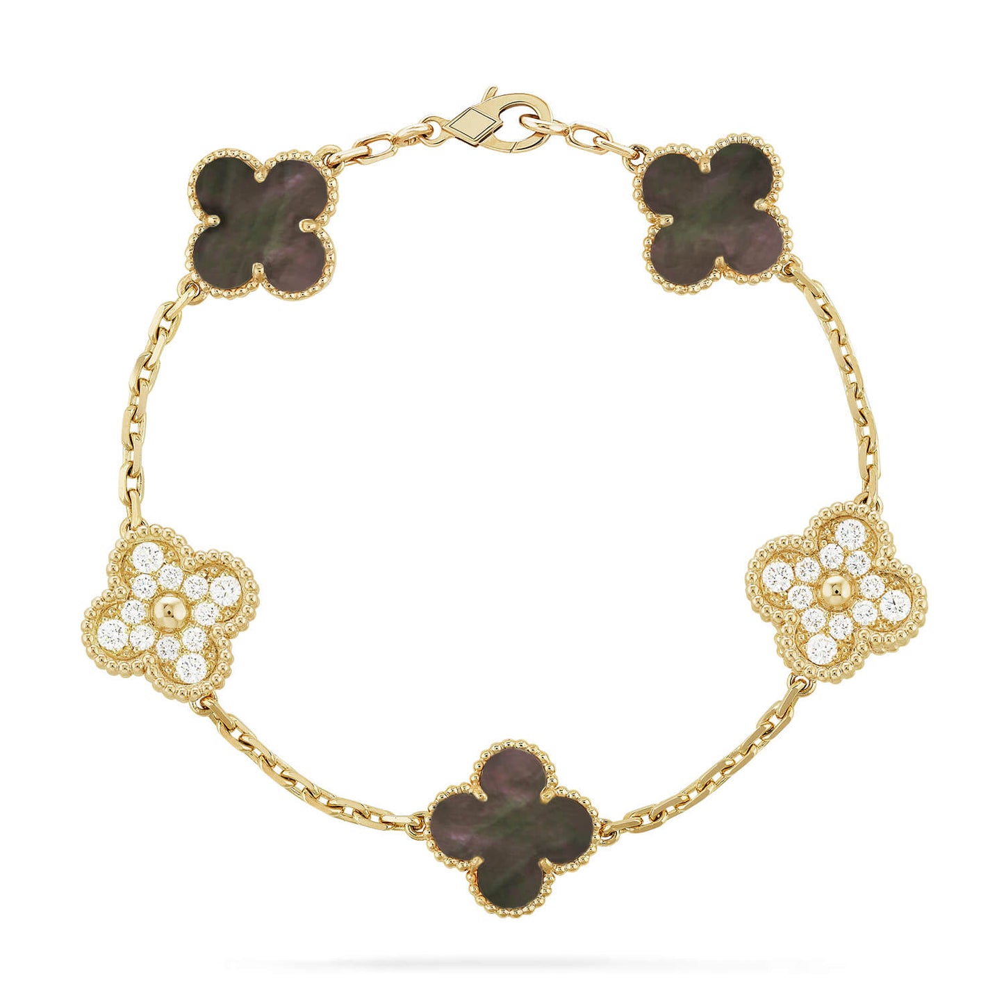 [BLAUE TRÄNEN]CLOVER 5 MOTIV GRAUES MOP DIAMANTARMBAND
