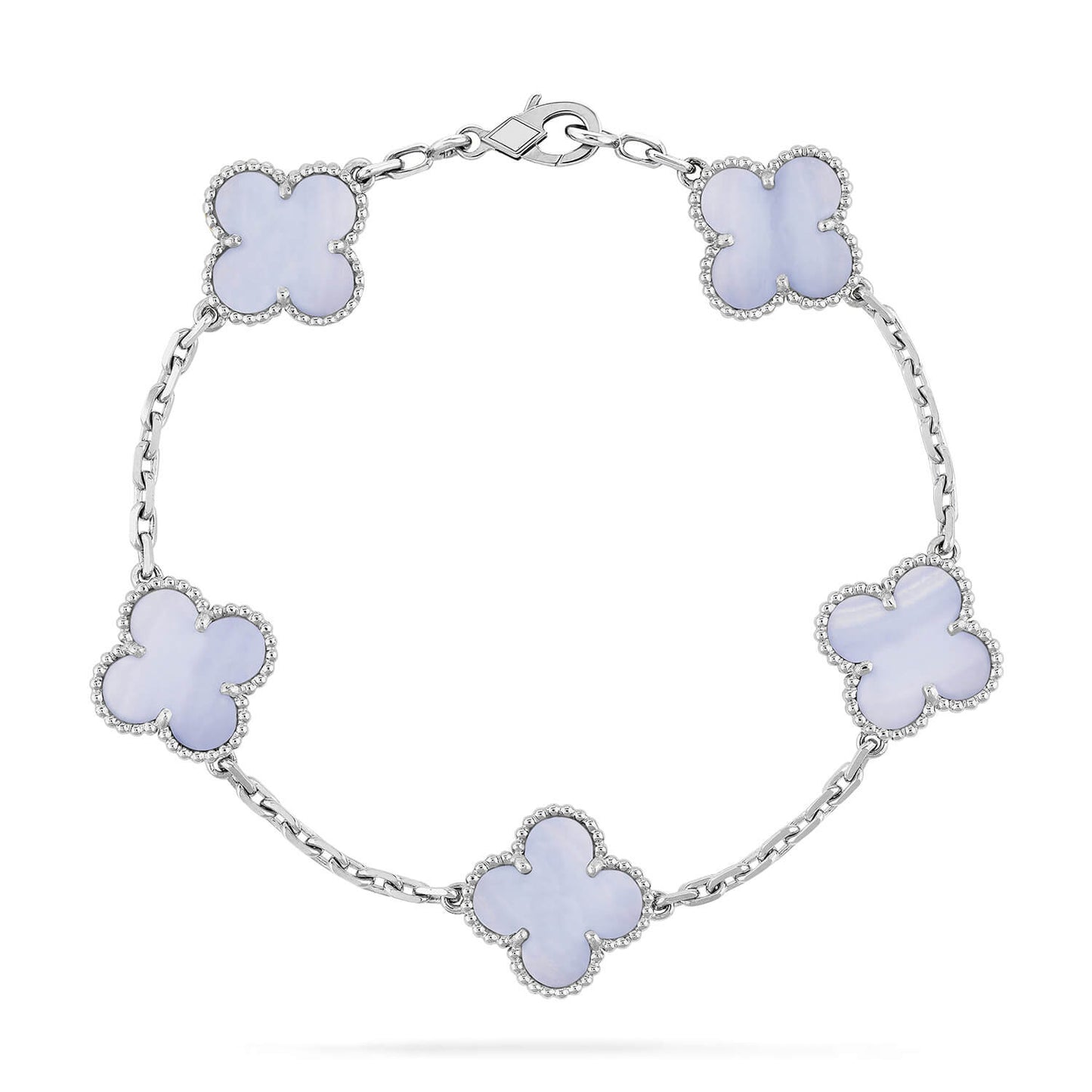 [BLUE TEARS]CLOVER  5 MOTIF PURPLE CHALCEDONY BRACELET SILVER