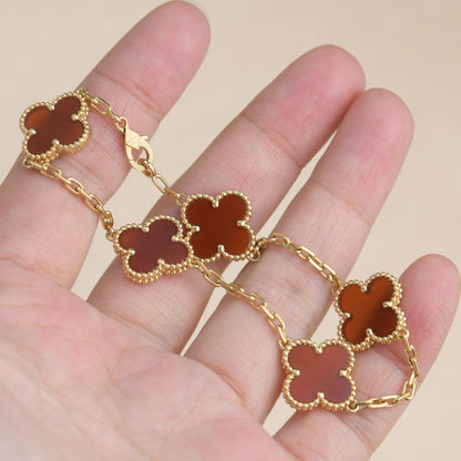 [BLUE TEARS]CLOVER 5 MOTIFS RED AGATE  BRACELET