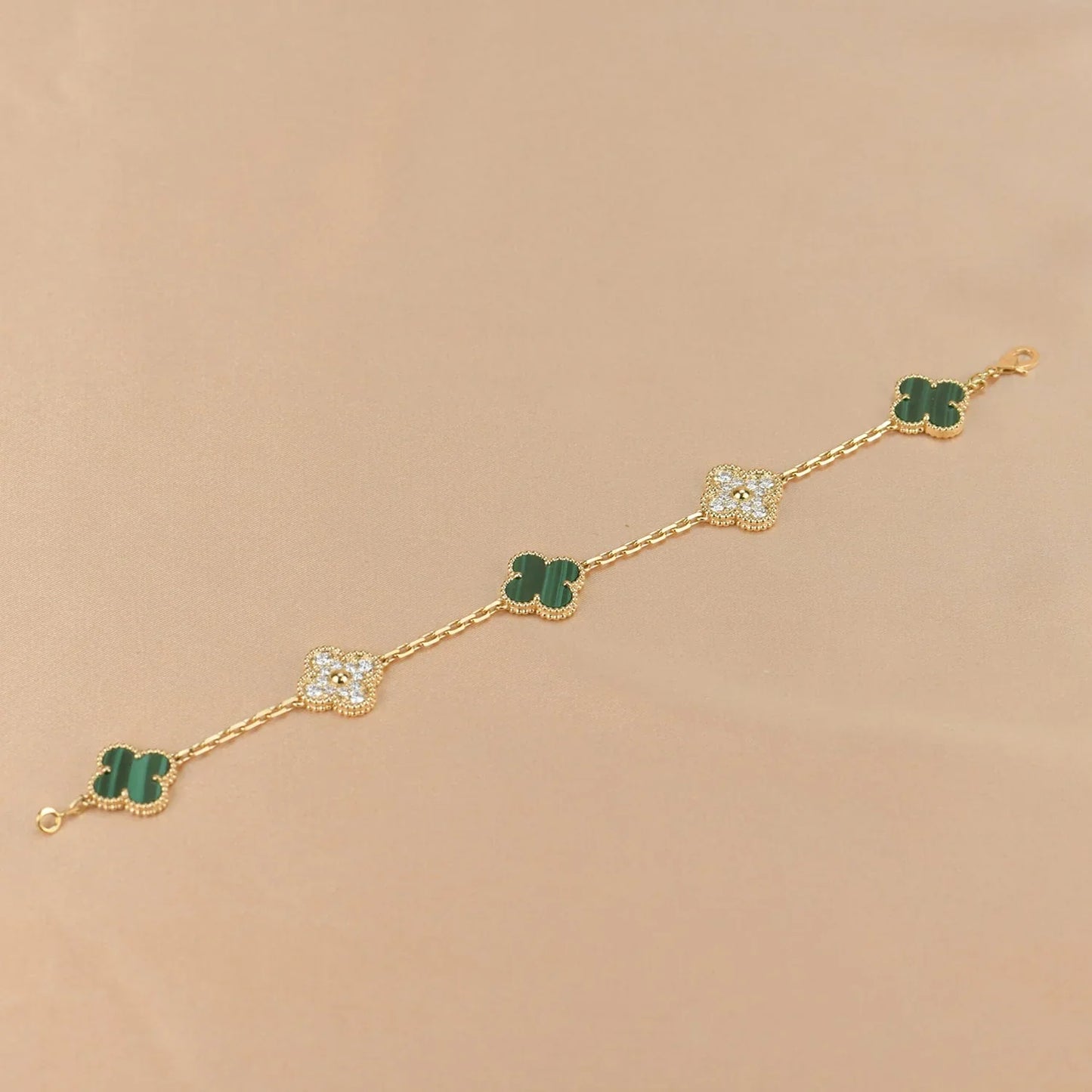[BLUE TEARS] CLOVER 5 MOTIF MALACHITE BRACELET COLLECTION