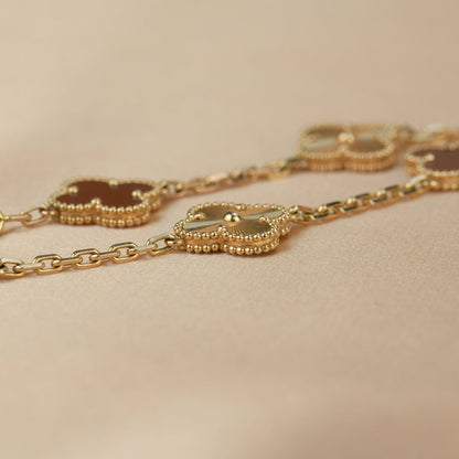 [BLUE TEARS]CLOVER  5 MOTIFS CARNELIAN GOLD BRACELET