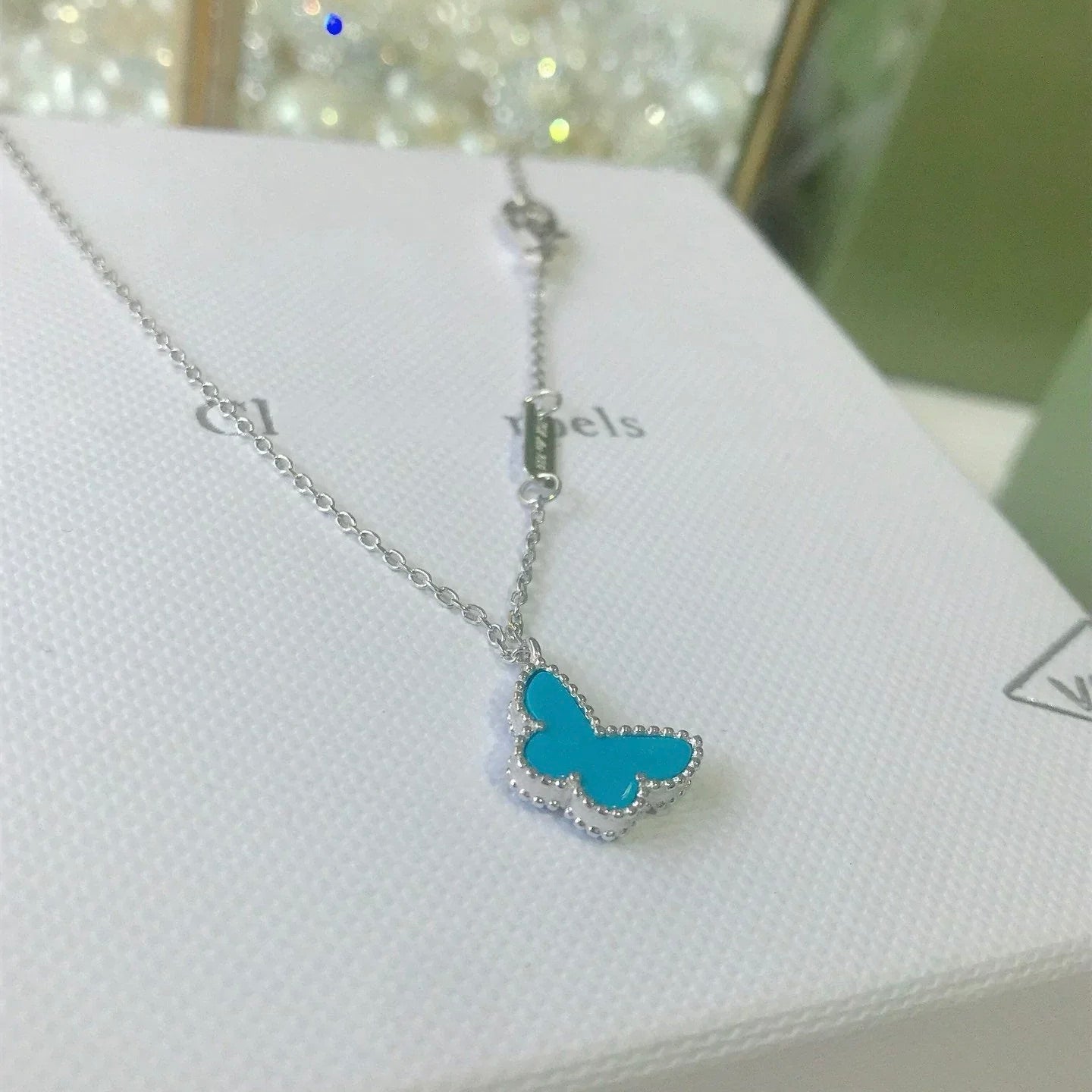 [BLAUE TRÄNEN] SCHMETTERLING TÜRKIS SCHMETTERLINGSARMBAND SILBER