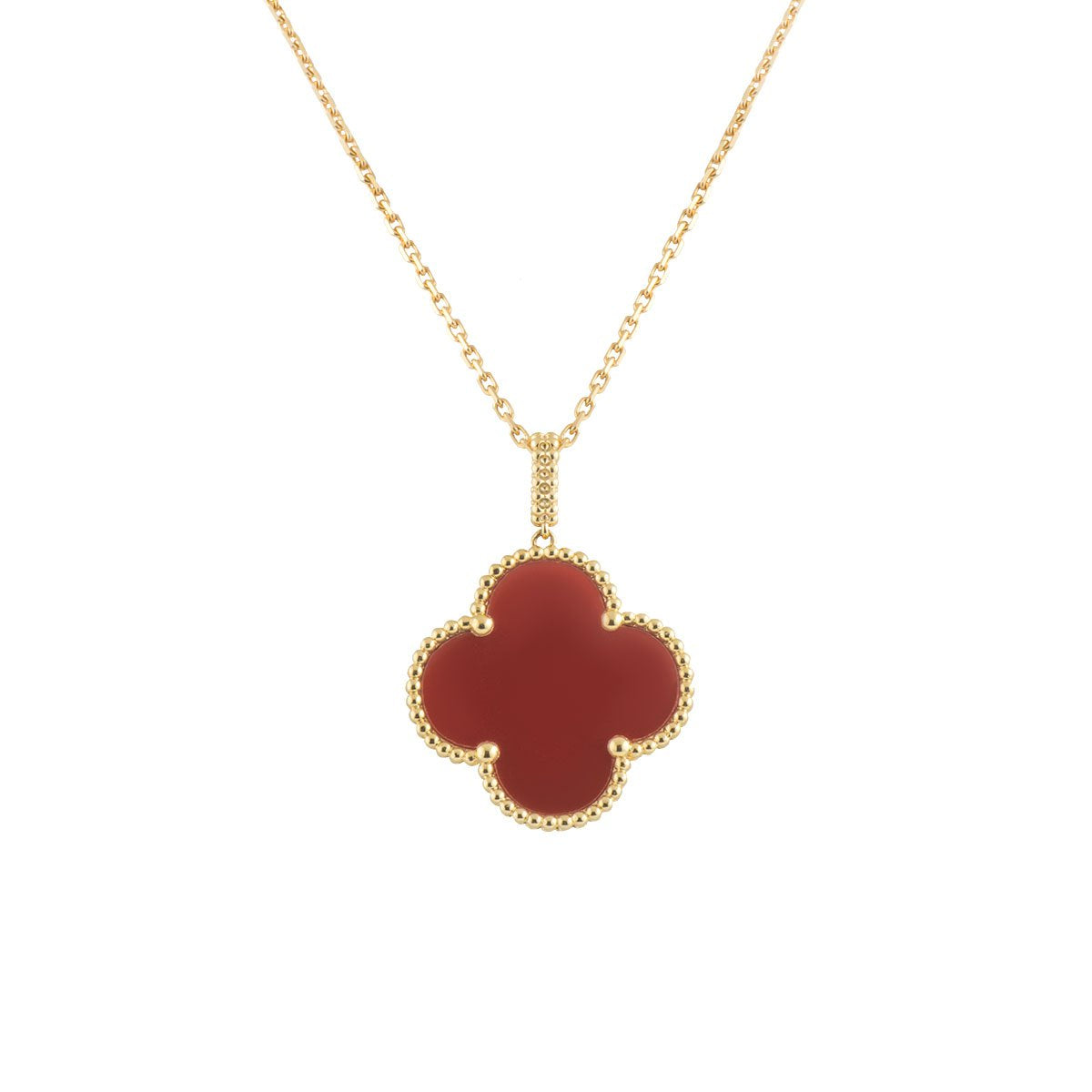 [BLUE TEARS]CLOVER 25MM NECKLACE GOLD CARNELIAN