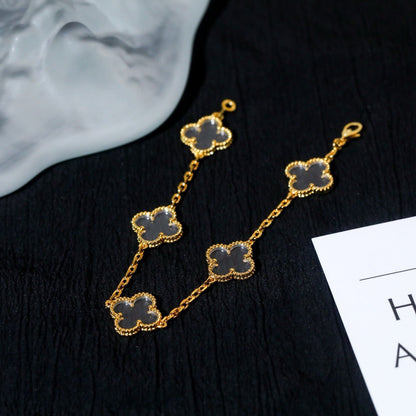 [BLUE TEARS]CLOVER 5 MOTIF ROCK CRYSTAL BRACELET