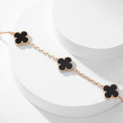 [BLUE TEARS]CLOVER 10 MOTIFS ONYX NECKLACE
