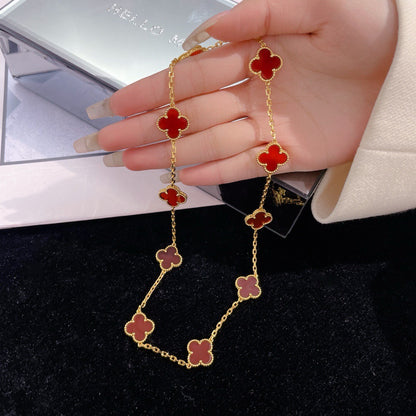 [BLUE TEARS]CLOVER 10 MOTIFS CARNELIAN NECKLACE
