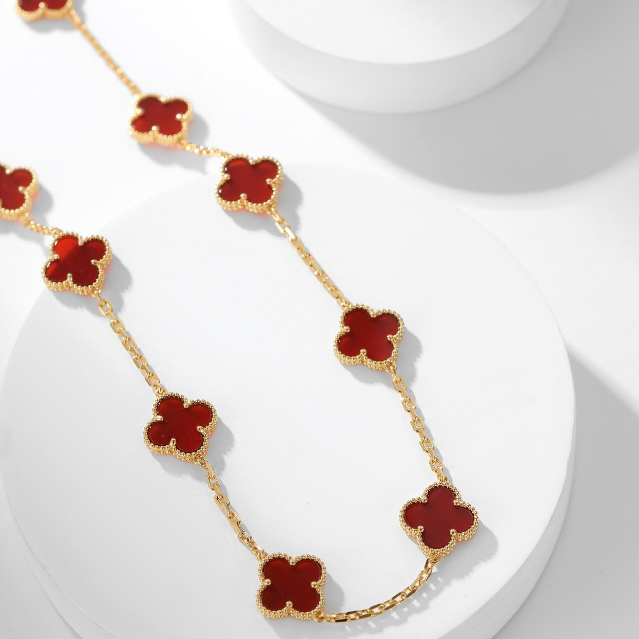 [BLUE TEARS]CLOVER 10 MOTIFS CARNELIAN NECKLACE