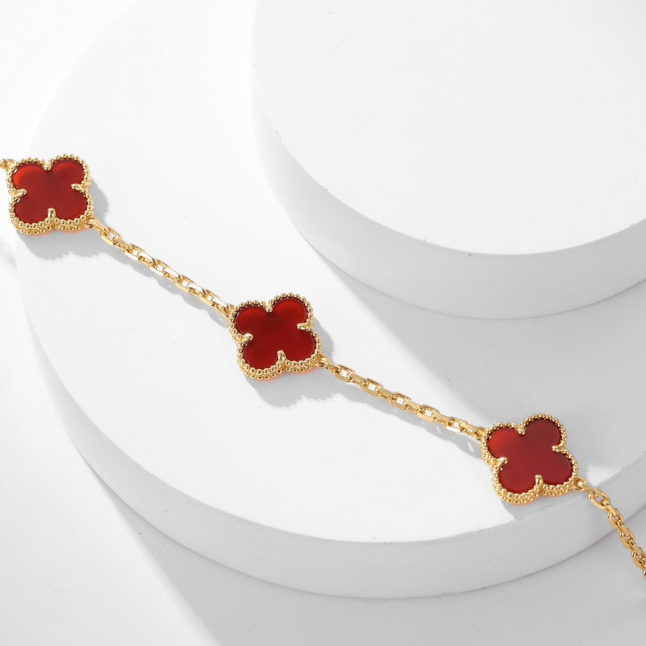 [BLUE TEARS]CLOVER 10 MOTIFS CARNELIAN NECKLACE