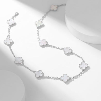 [BLUE TEARS]CLOVER 10 MOTIFS WHITE MOTHER OF PEARL NECKLACE
