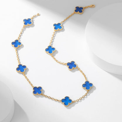 [BLUE TEARS]CLOVER 10 MOTIFS BLUE AGATE NECKLACE