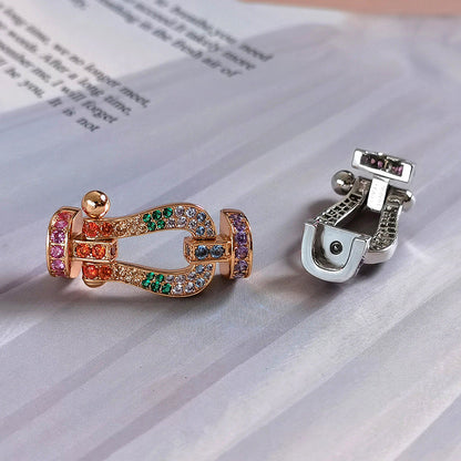 [BLUE TEARS]FORC LARGE HORSESHOE  COLORED DIAMOND BRACELET SILVER