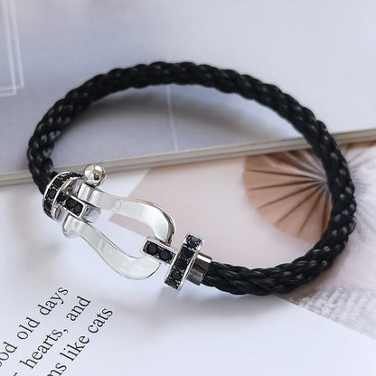 [BLUE TEARS]FORCE LARGE HORSESHOE BLACK DIAMOND BRACELET SILVER