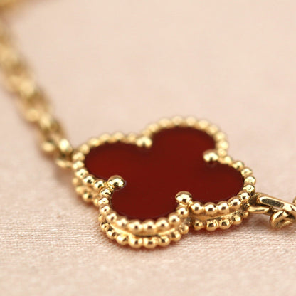 [BLUE TEARS]CLOVER 5 MOTIFS RED AGATE  BRACELET