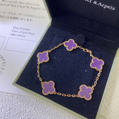 [BLUE TEARS]CLOVER  5 MOTIFS  PURPLE VIOLET BRACELET