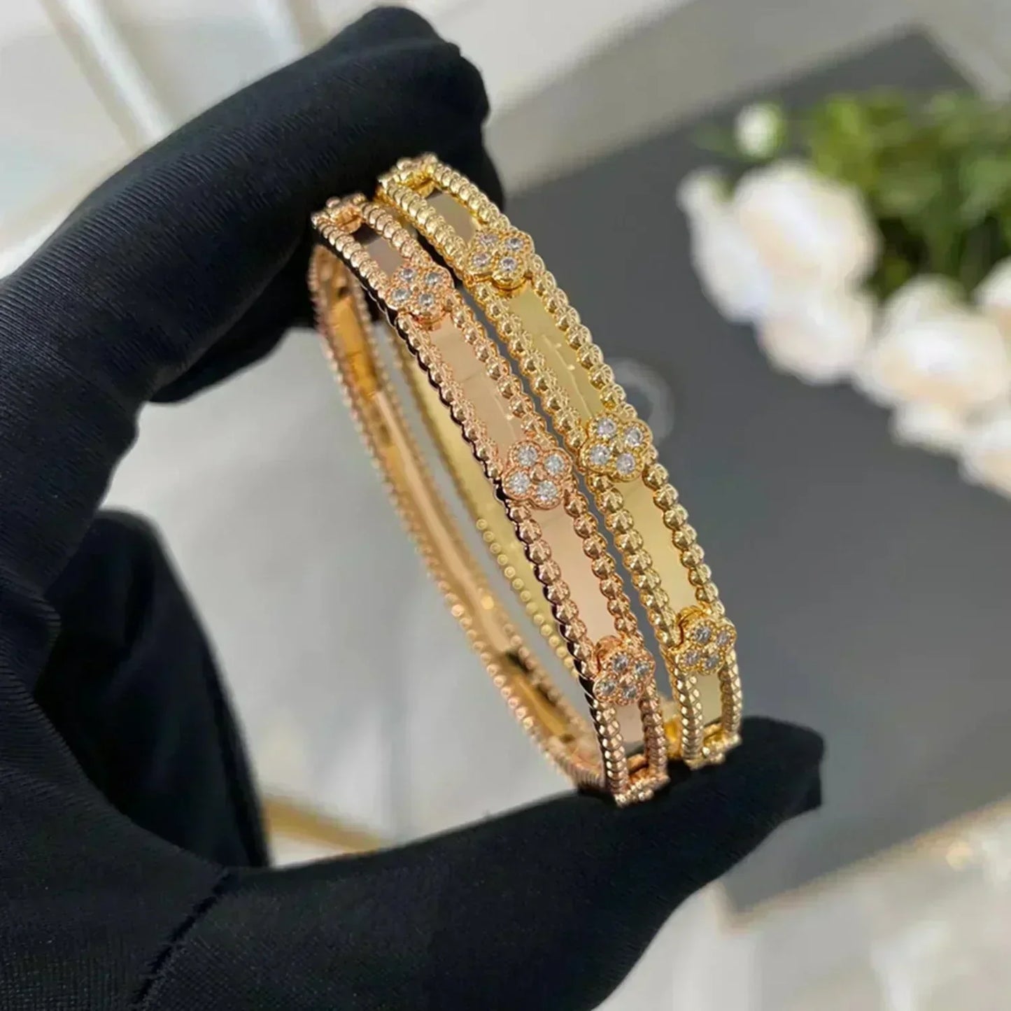 [BLAUE TRÄNEN]KLEE-ARMBAND 4MM DIAMANTEN