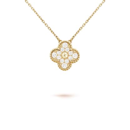 [BLUE TEARS]CLOVER 15MM DIAMOND SINGLE FLOWER NECKLACE
