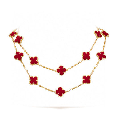 [BLUE TEARS]CLOVER 20 MOTIFS CARNELIAN NECKLACE