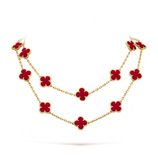 [BLUE TEARS]CLOVER 20 MOTIFS CARNELIAN NECKLACE