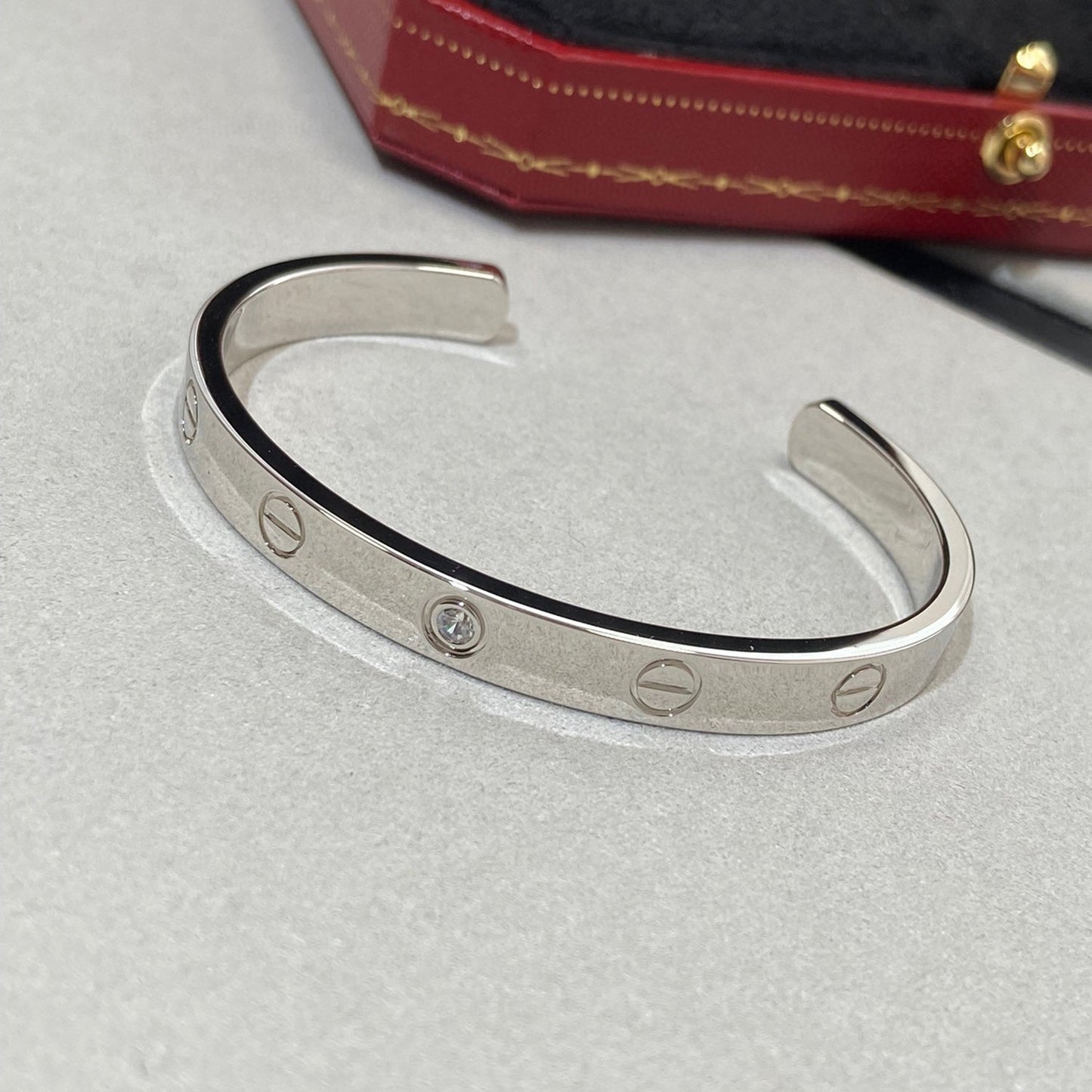 [BLUE TEARS]LOVE BRACELET 6.1MM 1 DIAMOND OPEN CUFF