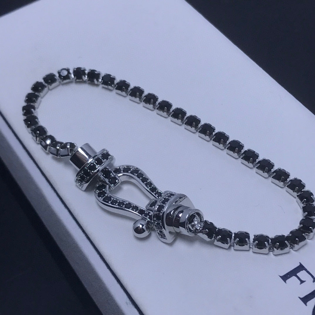 [BLUE TEARS]FORCE  LARGE HORSESHOE FULL DIAMOND TENNIS BRACELET