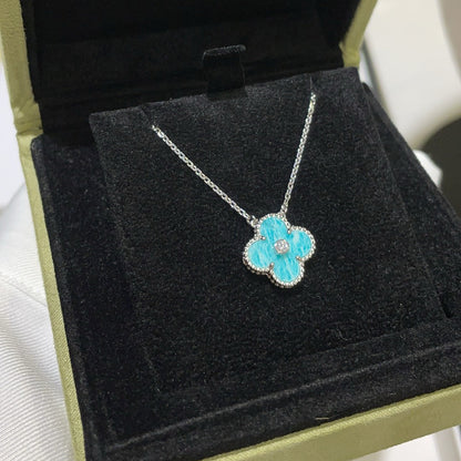 [BLUE TEARS]CLOVER 15MM DIAMOND SVRES PORCELAIN  NECKLACE SILVER