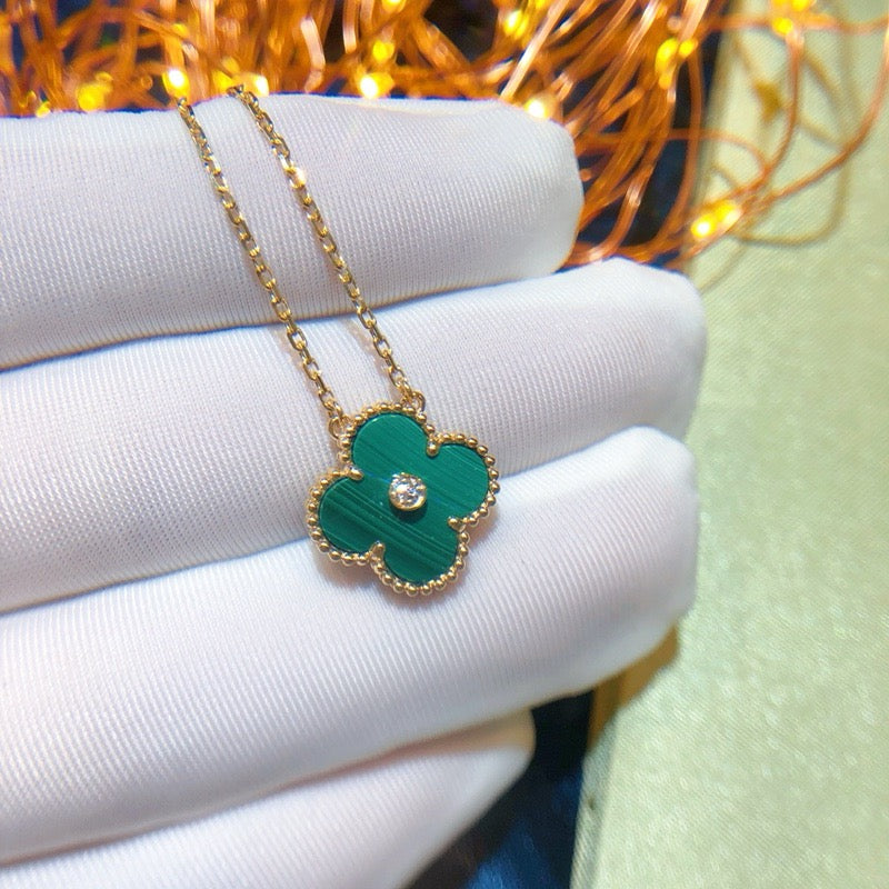 [BLUE TEARS]CLOVER 15MM DIAMOND TURQUOISE NECKLACE
