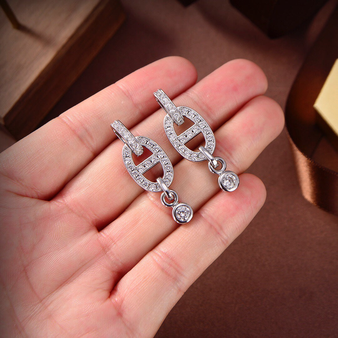 [BLUE TEARS]HM CHAINE DIAMOND EARRINGS