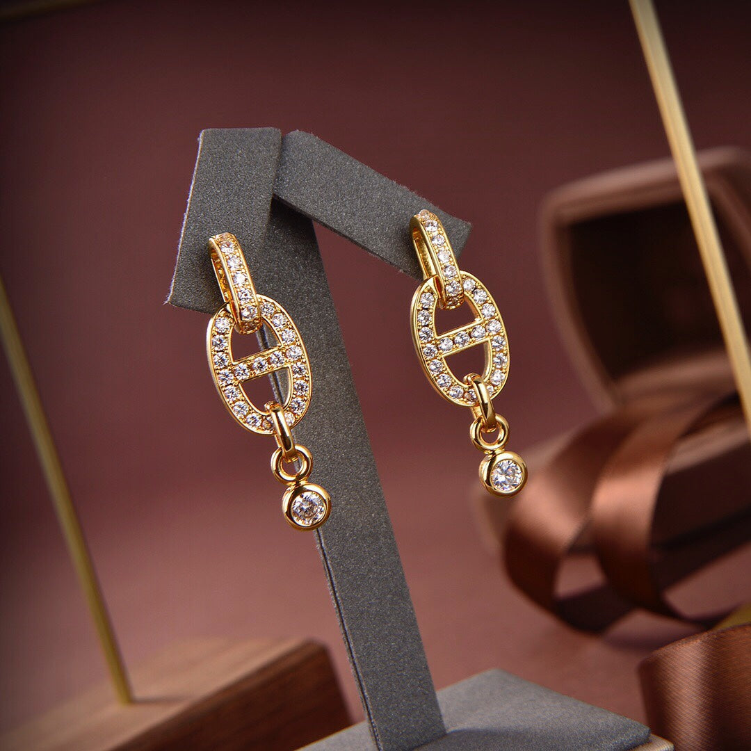 [BLUE TEARS]HM CHAINE DIAMOND EARRINGS