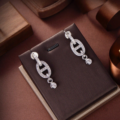 [BLUE TEARS]HM CHAINE DIAMOND EARRINGS