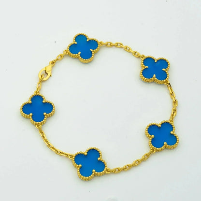 [BLUE TEARS]CLOVER 5 MOTIFS BLUE AGATE BRACELET