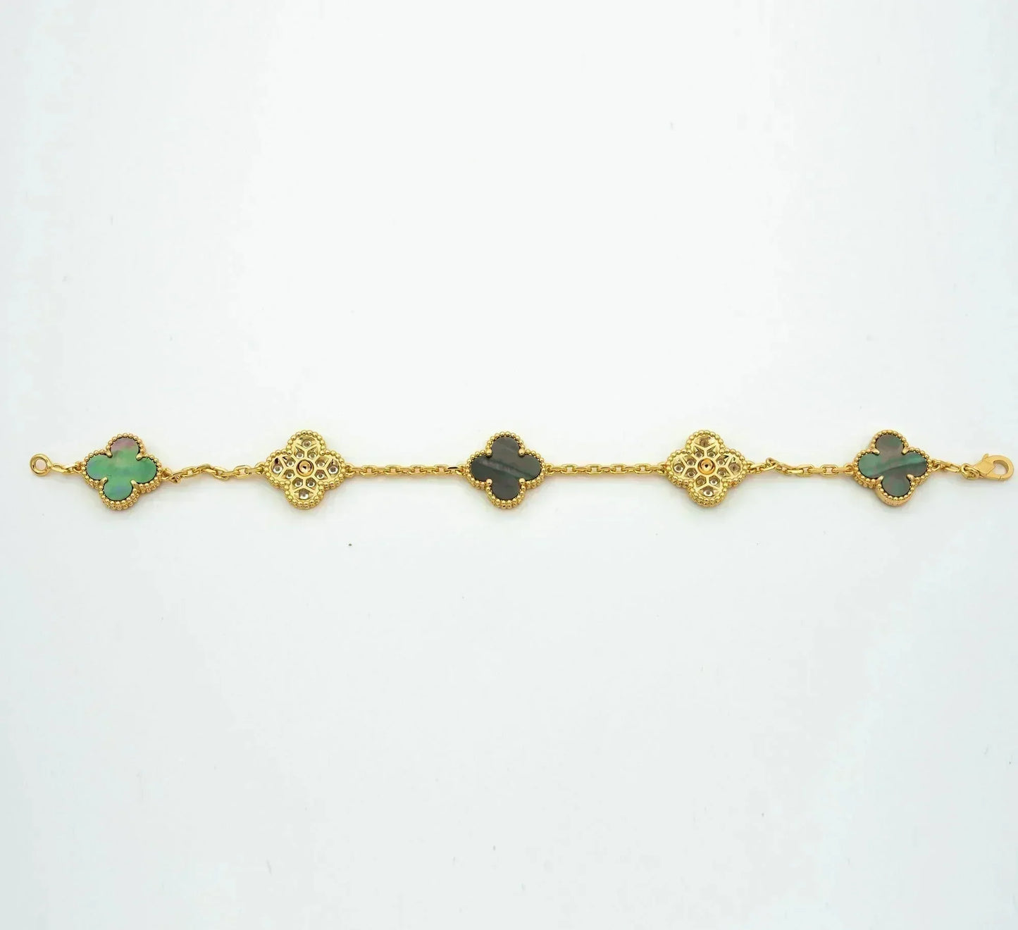[BLAUE TRÄNEN]CLOVER 5 MOTIV GRAUES MOP DIAMANTARMBAND