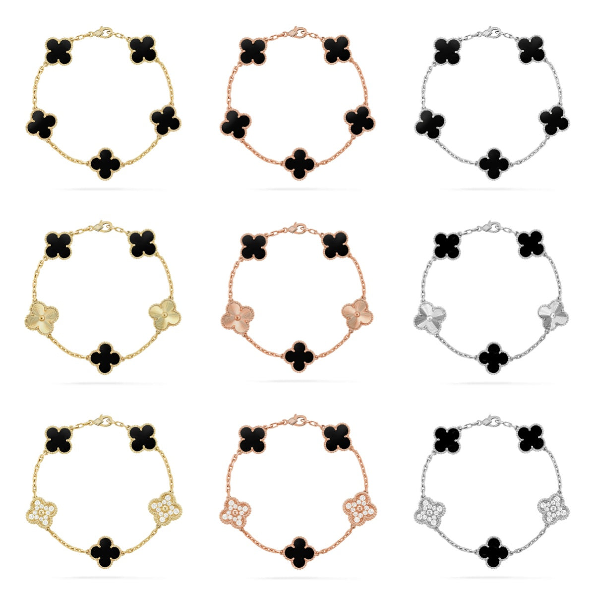 [BLUE TEARS] CLOVER 5 MOTIF ONYXS BRACELET COLLECTION