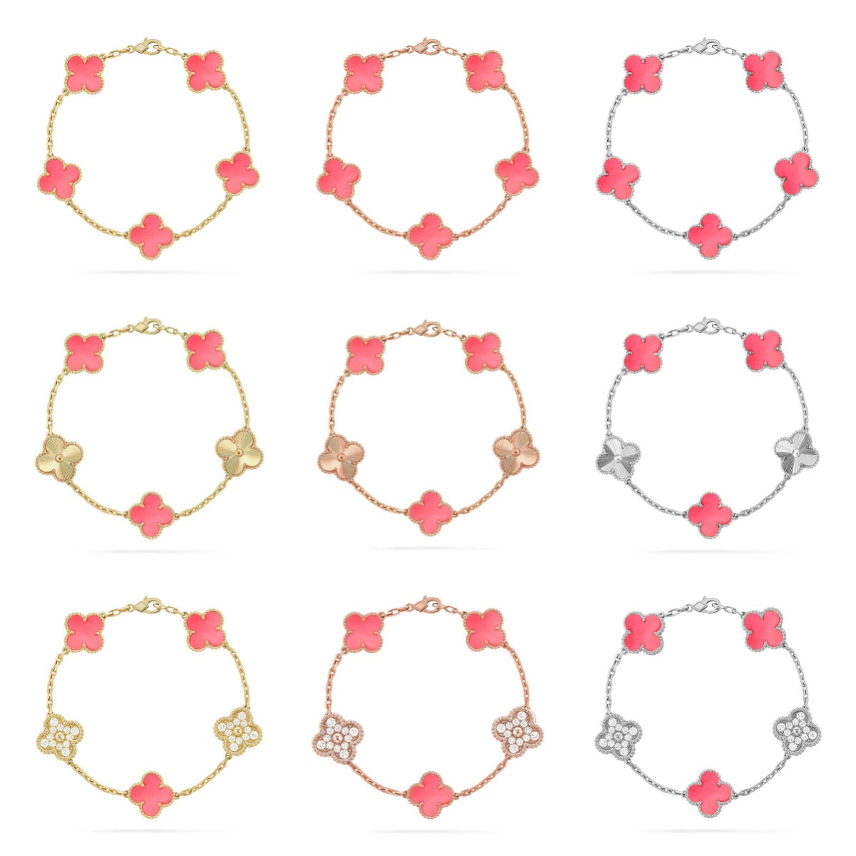 [BLUE TEARS]CLOVER WHITE PEARL MOP 5 MOTIF BRACELET COLLECTION
