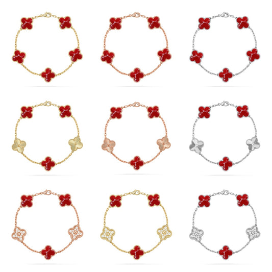 [BLUE TEARS]CLOVER 5 MOTIF RED PATTERN BRACELET COLLECTION