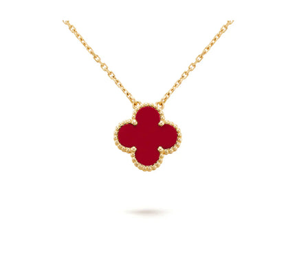 [BLUE TEARS]CLOVER 15MM CARNELIAN SINGLE FLOWER NECKLACE