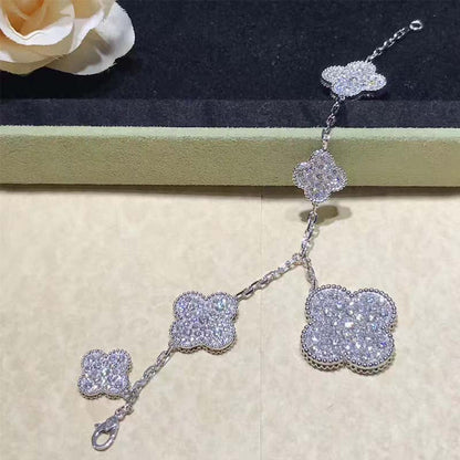[BLUE TEARS]CLOVER 6 MOTIFS SILVER DIAMOND BRACELET
