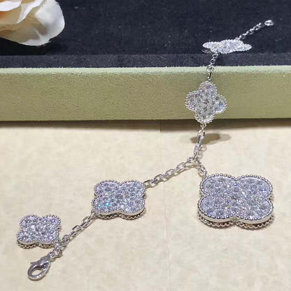 [BLUE TEARS]CLOVER 6 MOTIFS SILVER DIAMOND BRACELET