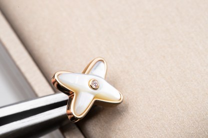 [BLUE TEARS]JEUX DE WHITE MOP PINK GOLD DIAMOND EARRINGS