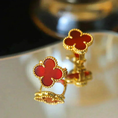 [BLUE TEARS]CLOVER MEDIUM 1 MOTIFS CARNELIAN  EARRINGS