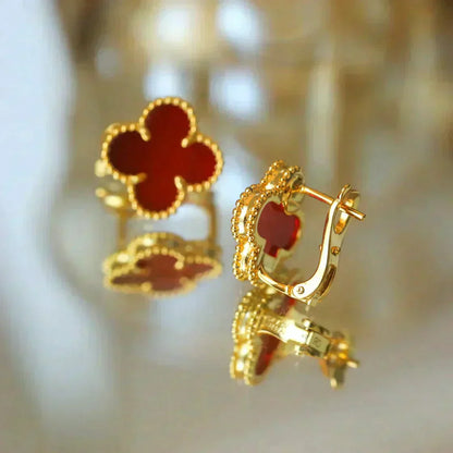 [BLUE TEARS]CLOVER MEDIUM 1 MOTIFS CARNELIAN  EARRINGS