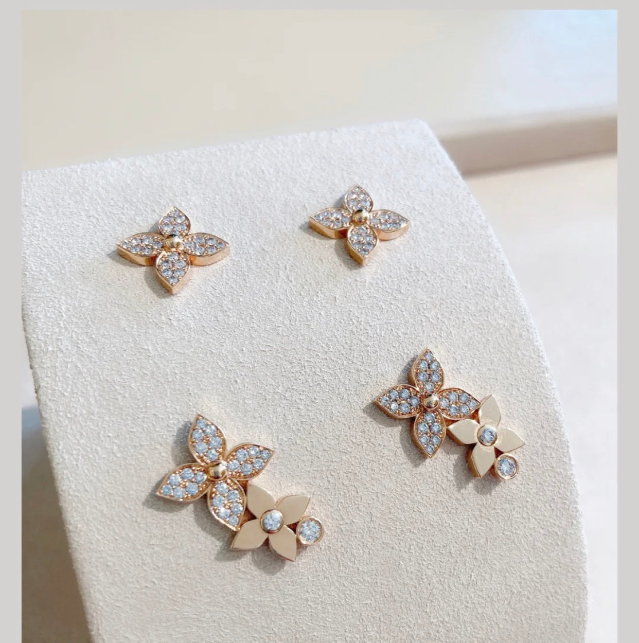 [BLUE TEARS]STAR BLOSSOM STUD EARRINGS PINK GOLD DIAMONDS