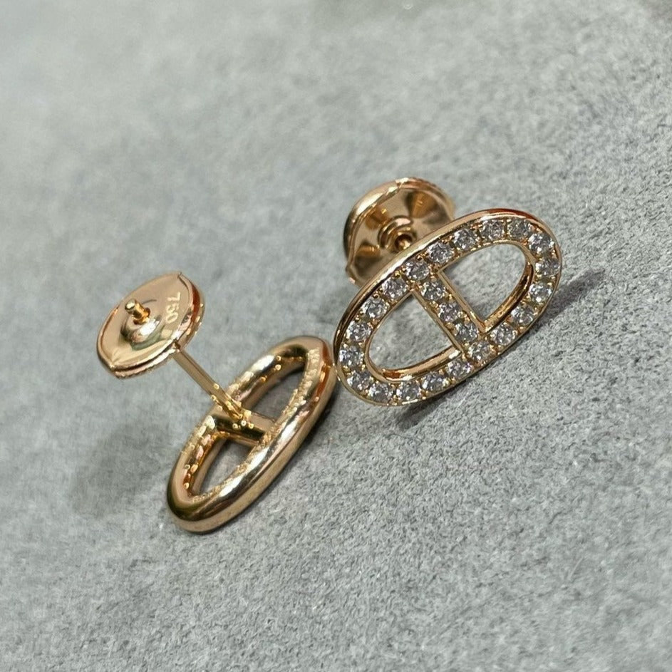 [BLUE TEARS]HM FULL DIAMOND PIG NOSE STUD EARRINGS