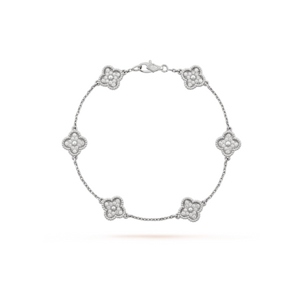 [BLUE TEARS]CLOVER 6 MOTIF SILVER DIAMOND BRACELET